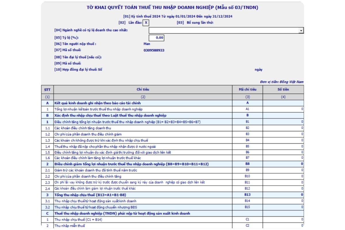 Hướng dẫn kê khai thuế TNDN và lập Tờ khai Quyết toán trên HTKK