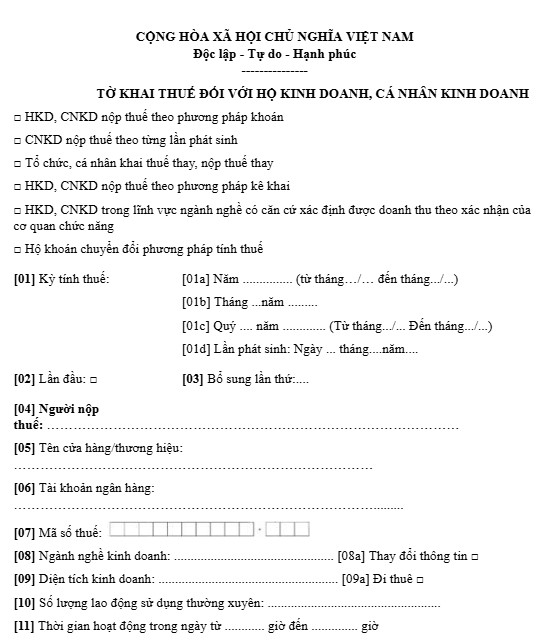 Mẫu 01/CKND ban hành kèm Thông tư 40/2021/TT-BTC
