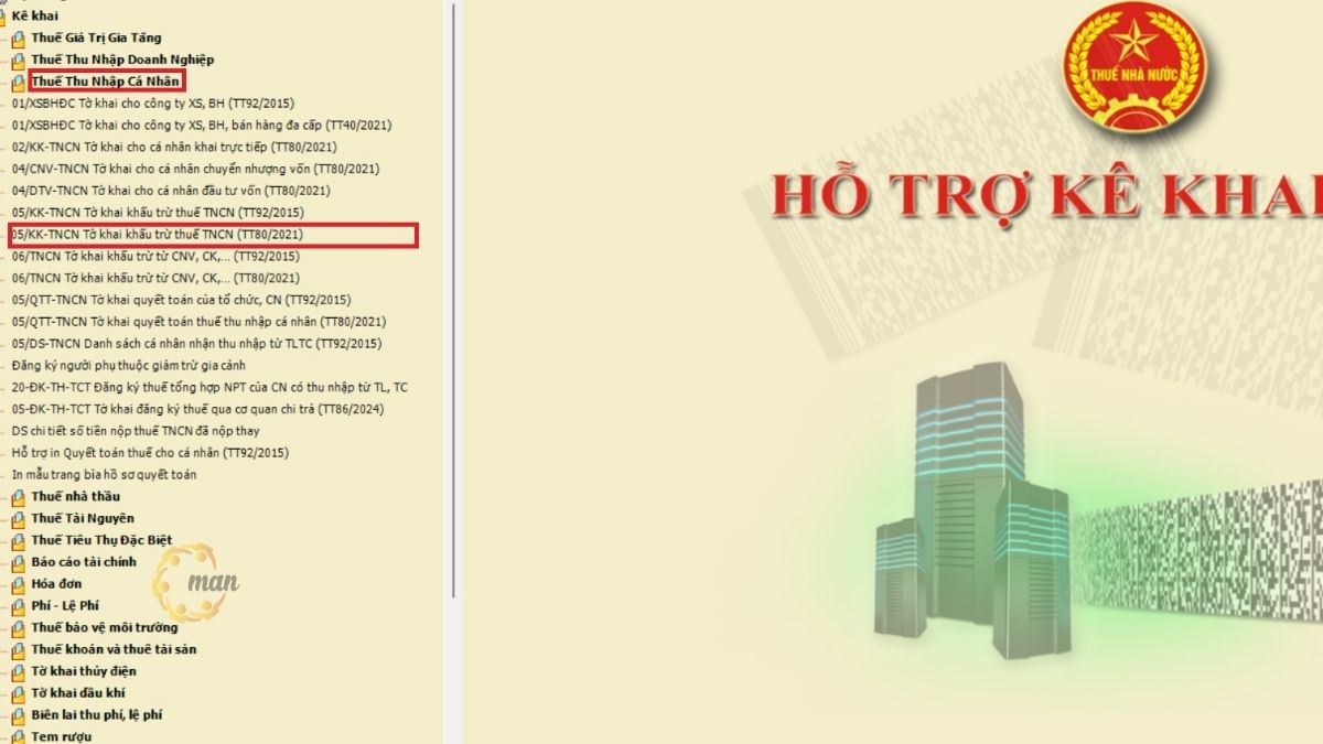 Chọn tờ khai khấu trừ thuế TNCN