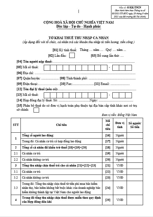 mẫu 05/KK-TNCN