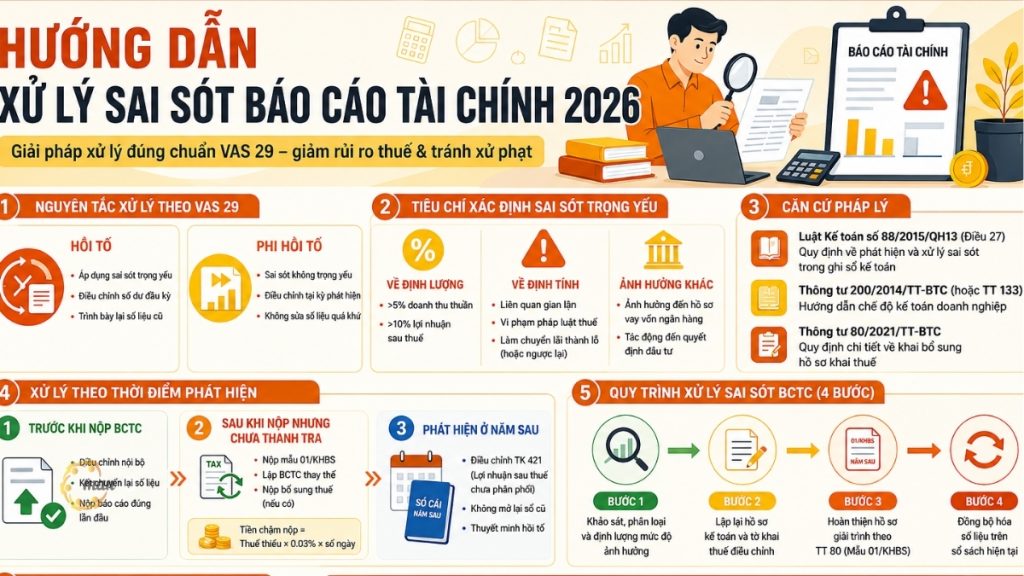 Hướng dẫn xử lý sai sót báo cáo tài chính