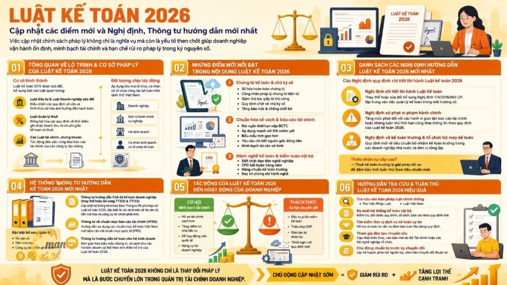 Luật kế toán 2026 cập nhật các điểm mới và Nghị định, Thông tư hướng dẫn mới nhất