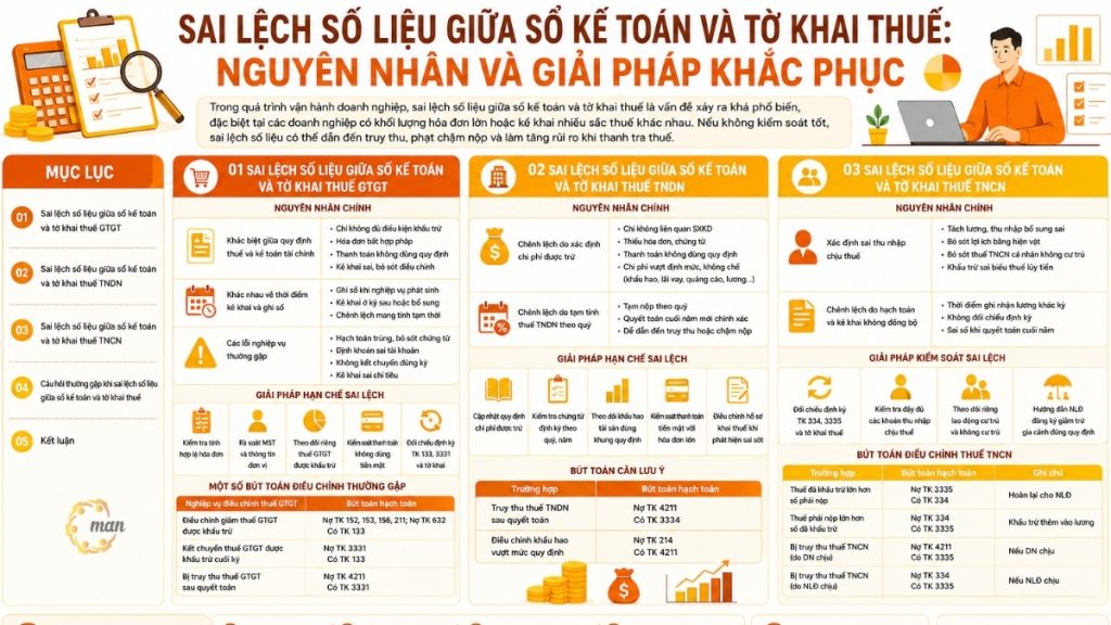 Nguyên nhân và giải pháp khắc phụ khi sai lệch số liệu giữa sổ kế toán và tờ khai thuế