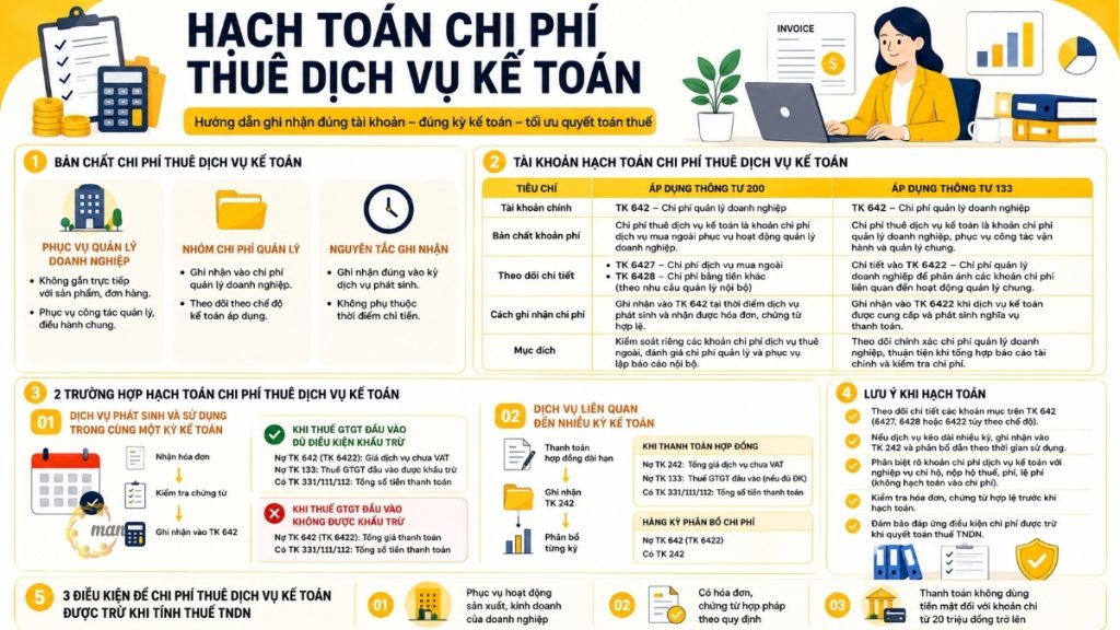 Hạch toán chi phí thuê dịch vụ kế toán