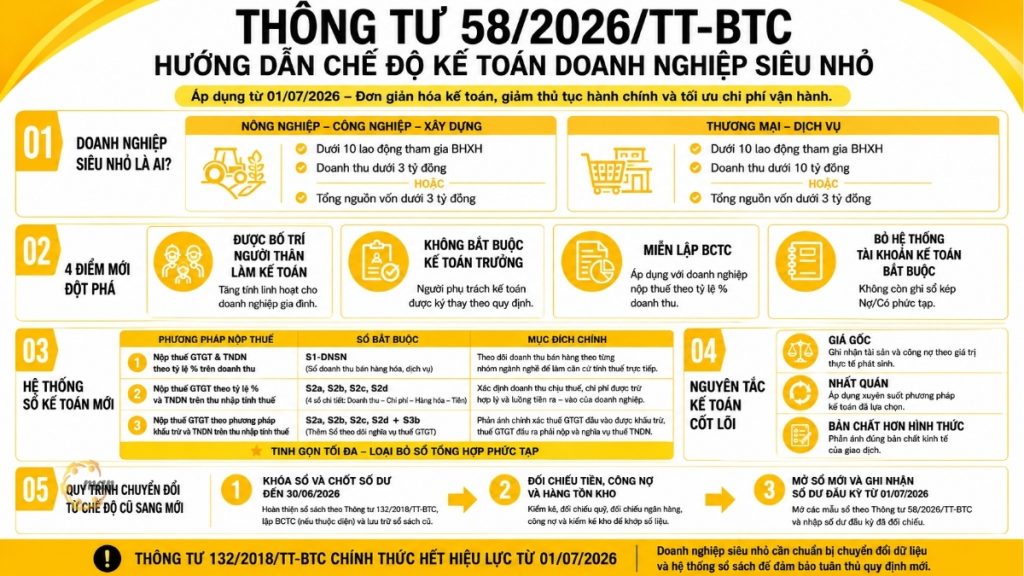 Thông tư 58/2026/TT-BTC hướng dẫn chế độ kế toán doanh nghiệp siêu nhỏ