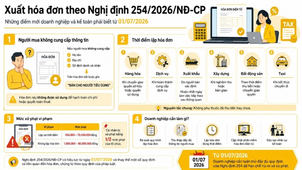 Điểm mới quan trọng về xuất hóa đơn theo Nghị định 254