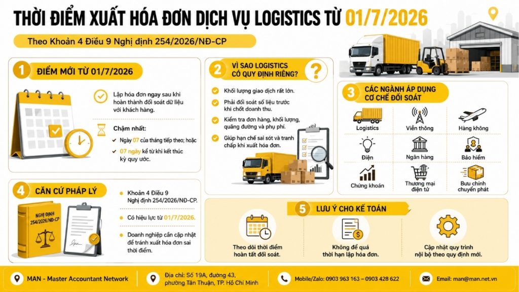 Thời điểm xuất hóa đơn dịch vụ logistic
