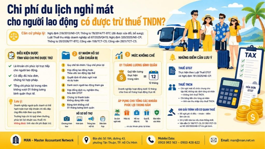 Chi phí du lịch cho người lao động có được trừ thuế TNDN và Hướng dẫn hạch toán chi phí du lịch
