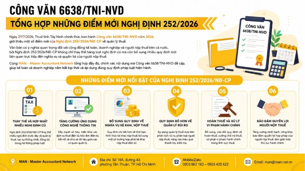 Công văn 6638/TNI-NVDTPC tổng hợp những điểm mới Nghị định 252_2026