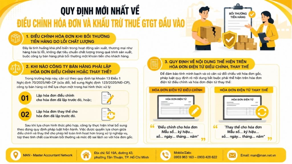 Quy định mới nhất về điều chỉnh hóa đơn và khấu trừ thuế GTGT đầu vào